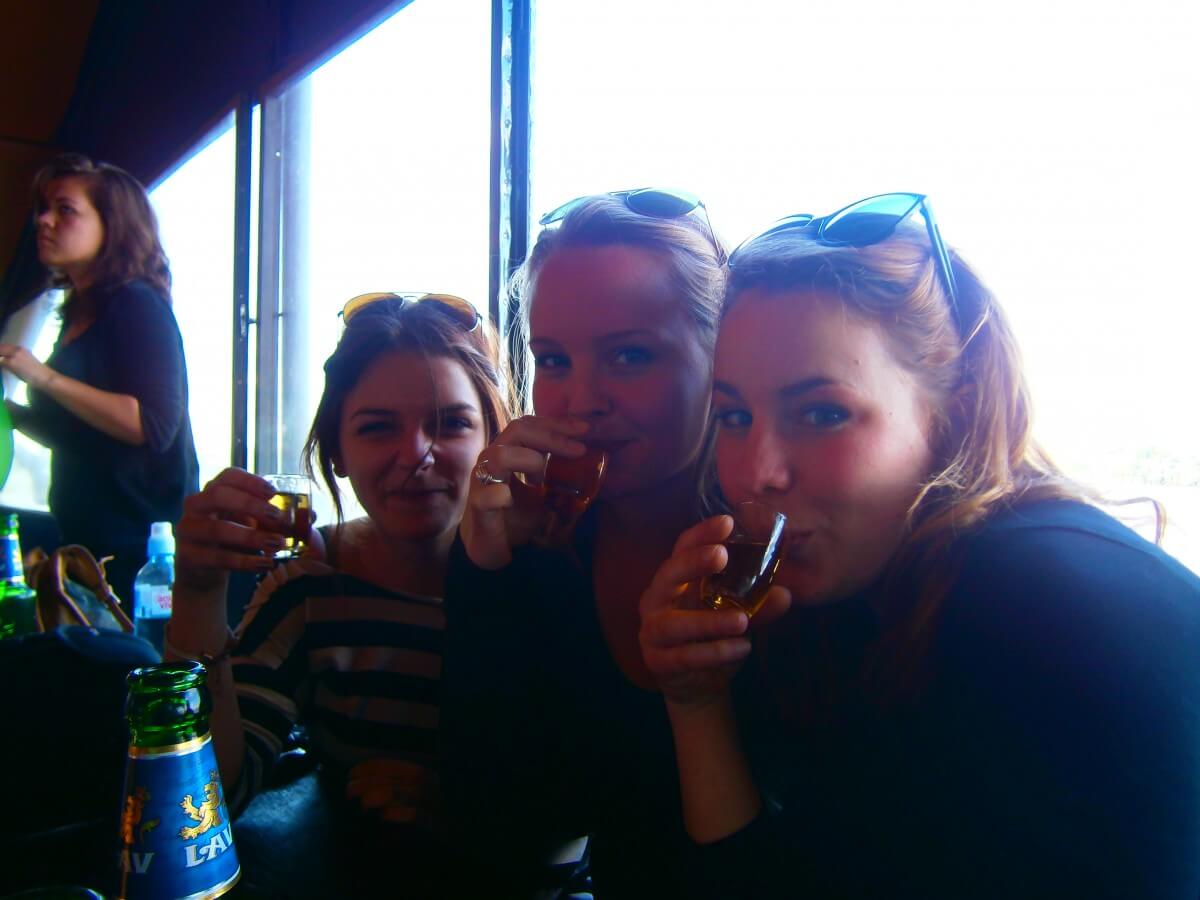 Dutch girls trying their first rakia in Belgrade